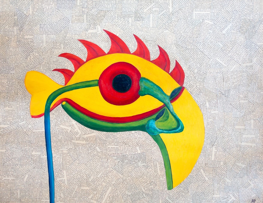 La Cantatrice chauve : peinture à l'huile