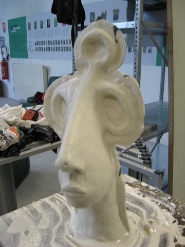 sculptures
				terre : photo d'atelier