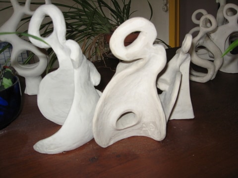 sculptures
				terre : photo d'atelier